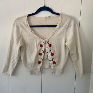 MOTH by Anthropologie - Cropped Cherry Cardigan Sweater